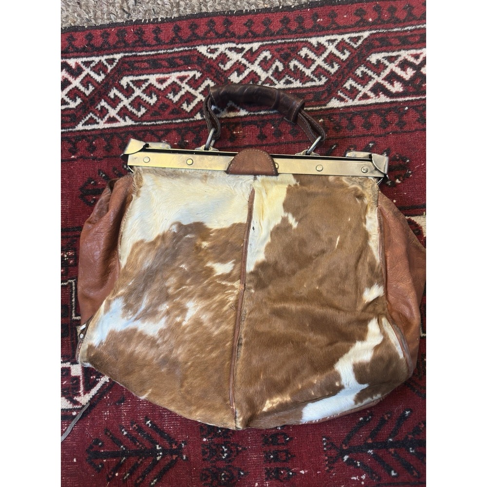 Vintage Leather Doctor Bag Genuine Cowhide Luggage Satchel 14"x12"x7"